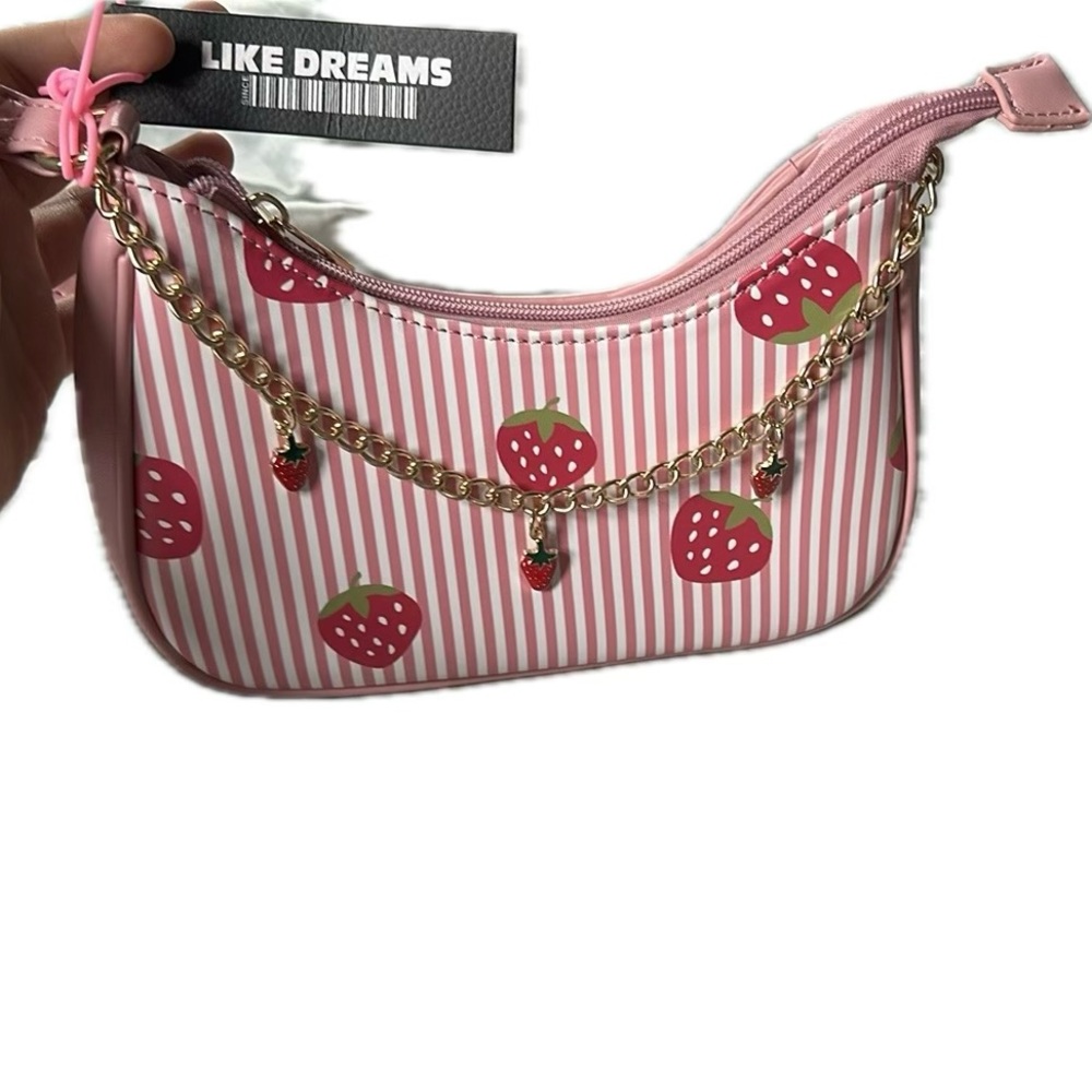 Like dreams strawberry Shoulder Bag pink gold accents